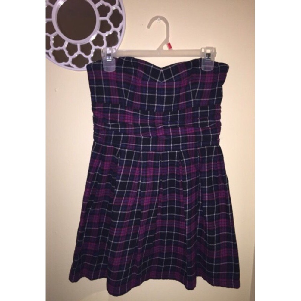 Plaid strapless dress