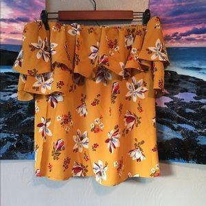 Yellow Floral Off the Shoulder Top