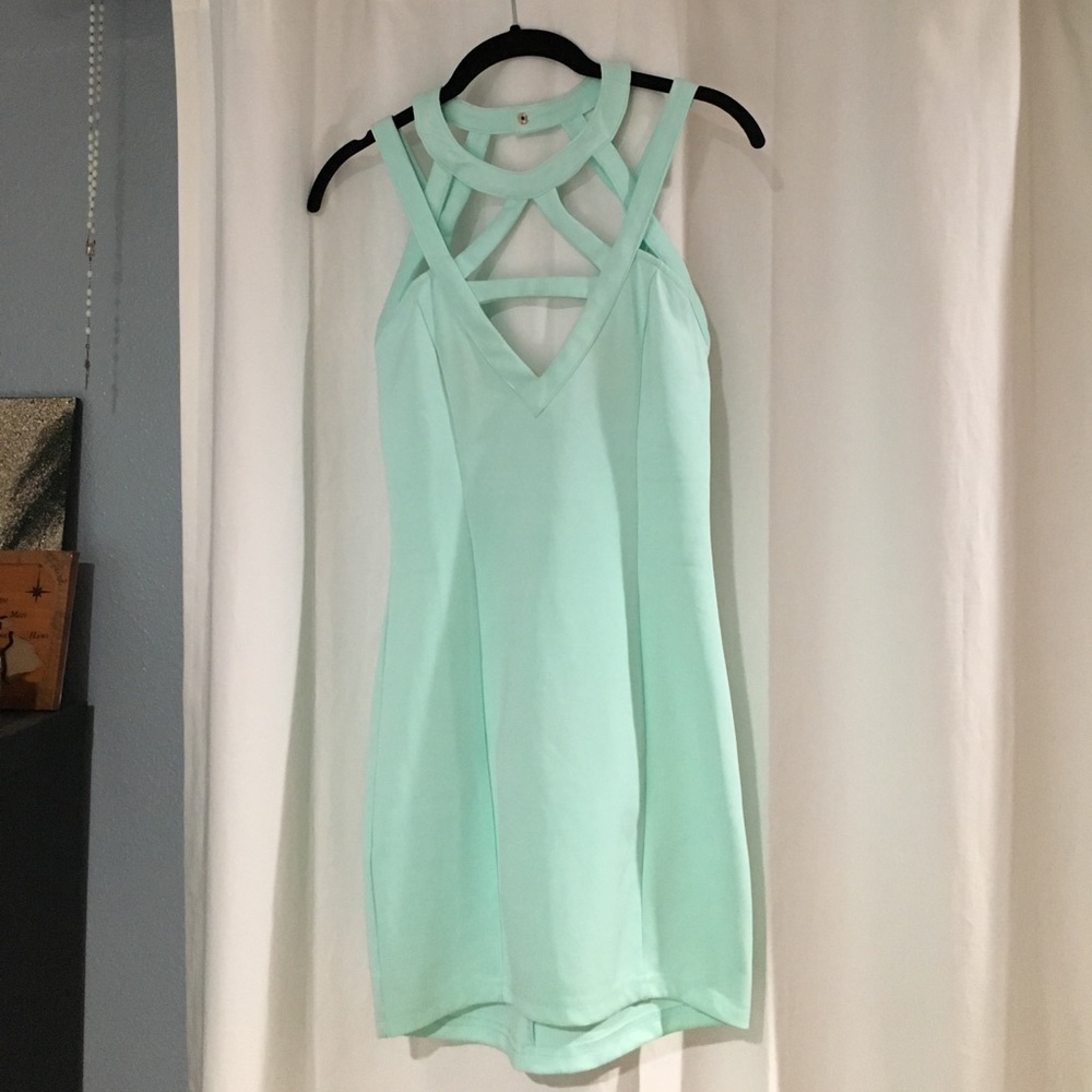 TOBI Mint Bodycon Cut-out Dress