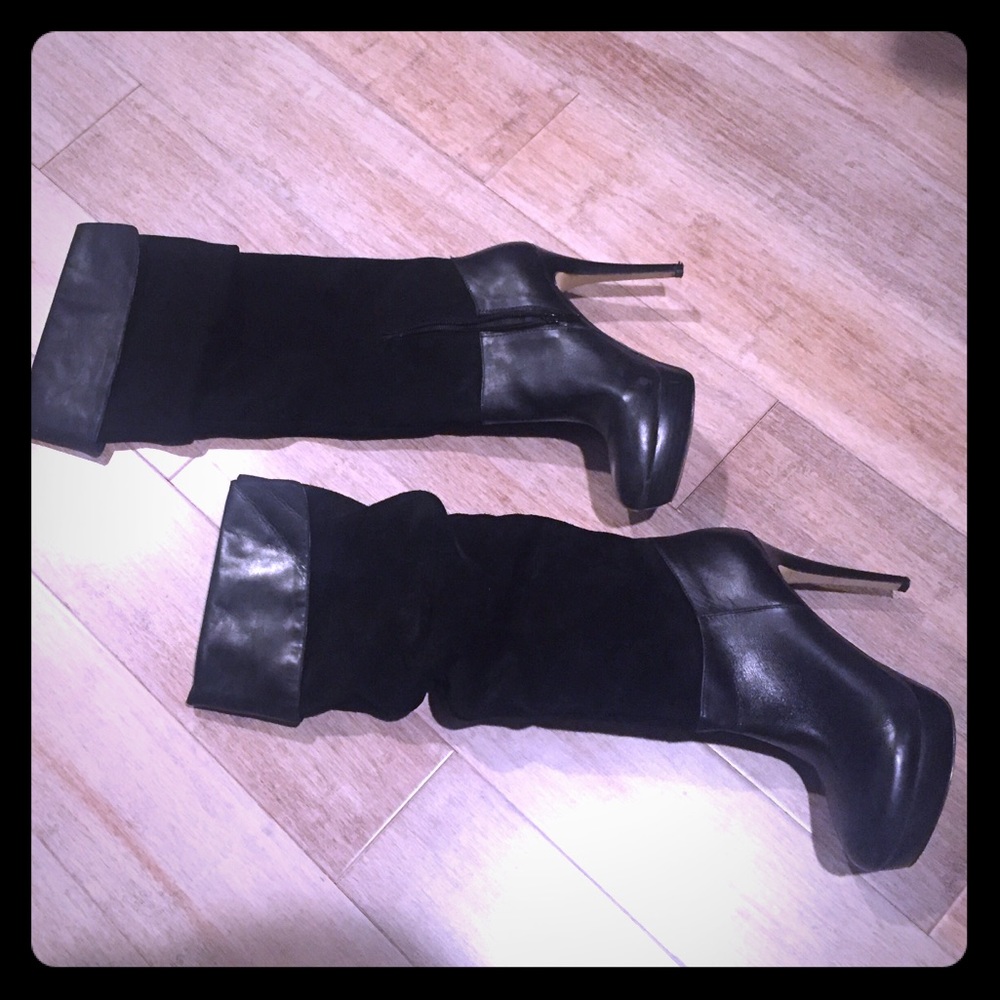I.N.C Black leather knee high boots