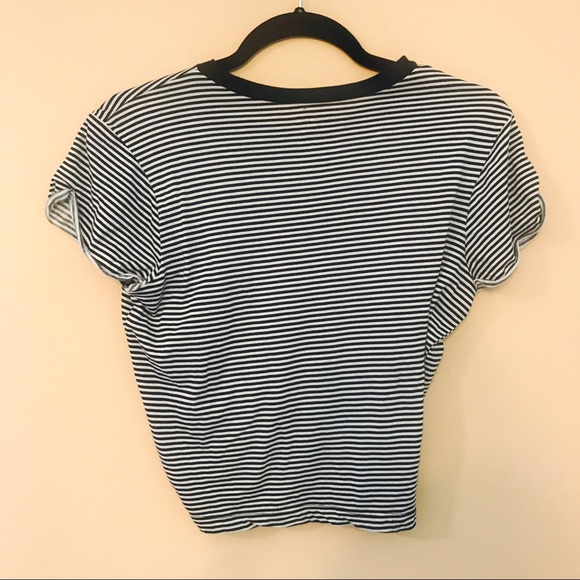 Malibu Black and White Striped Crop Tee - Picture 2 of 2