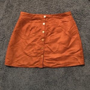 Brown suede button up skirt