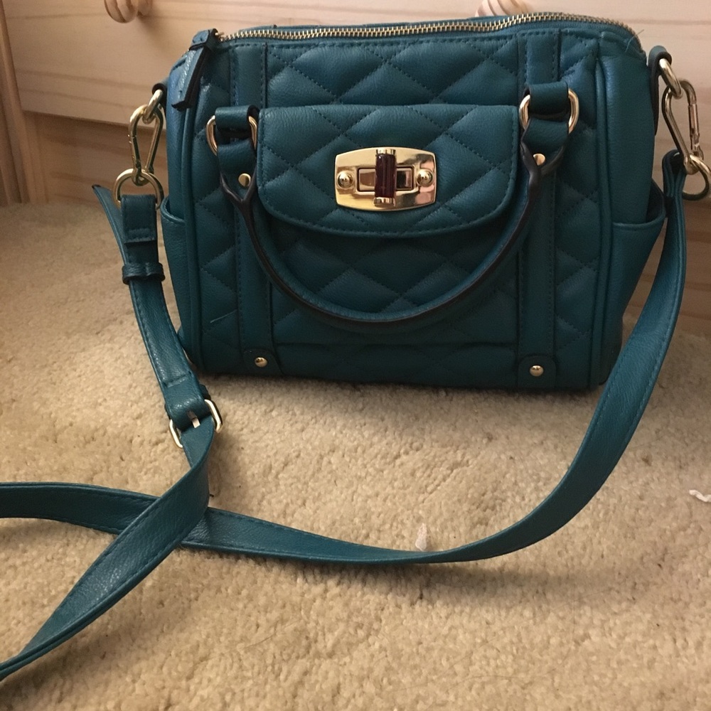 Turquoise Faux Leather Satchel