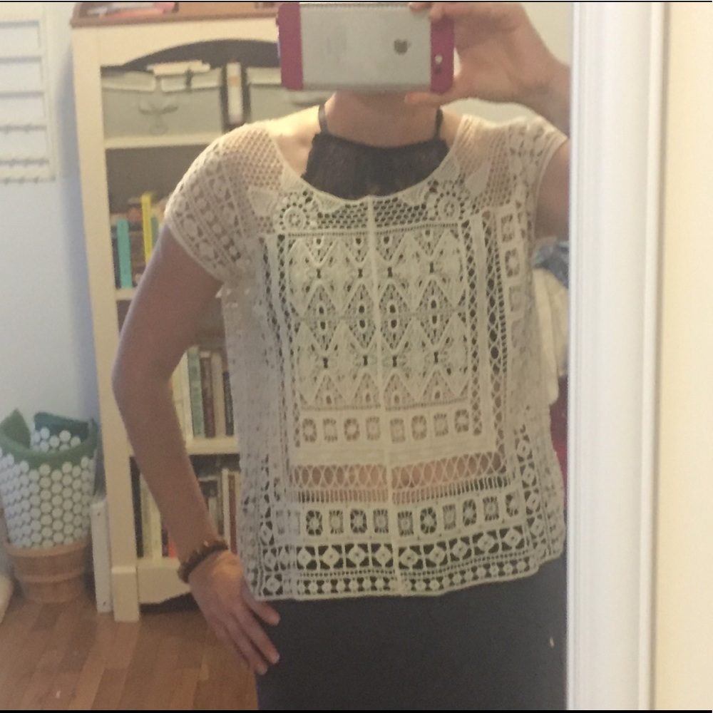Crocheted cream top