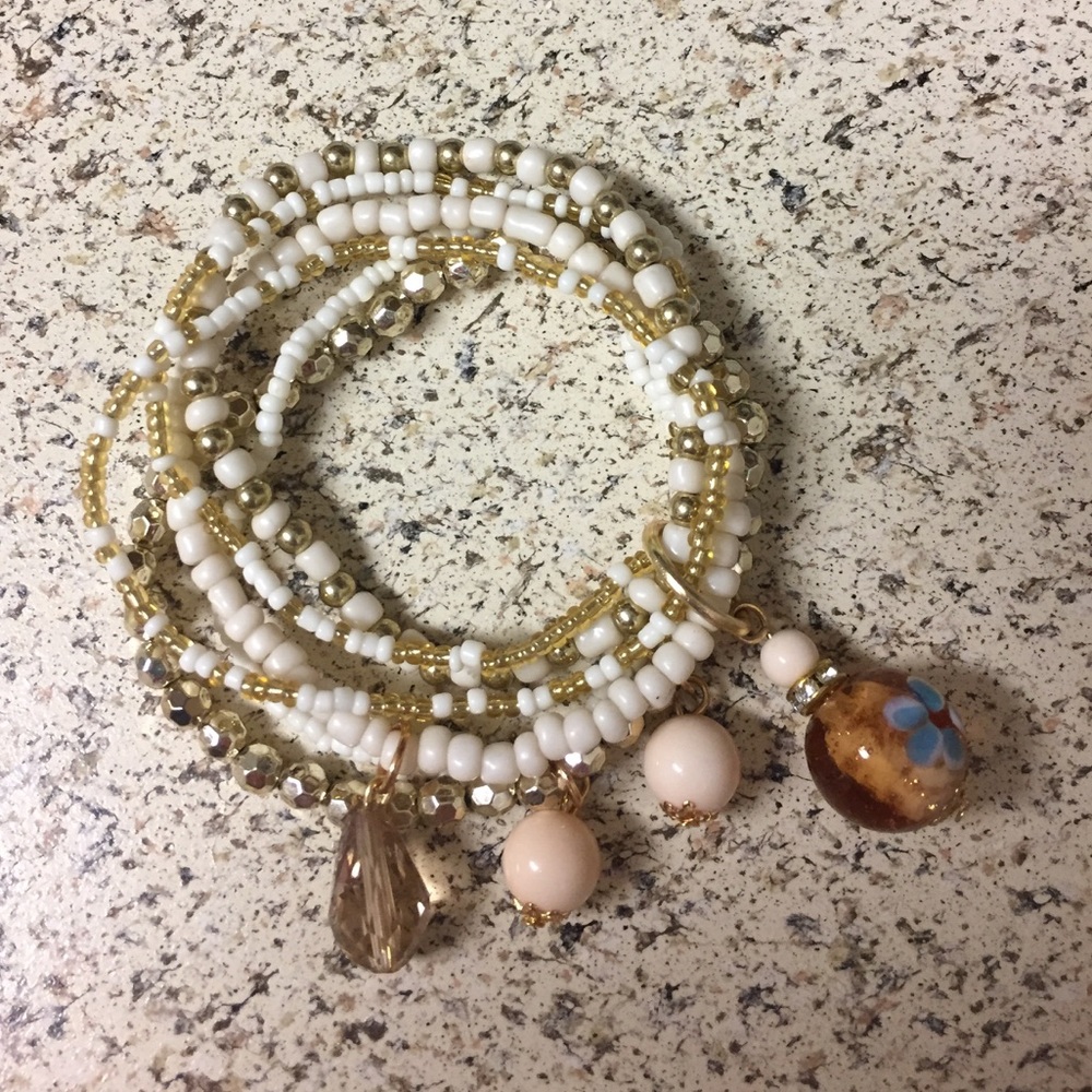 5 for $25 • Neutral Layered Bead Bracelet