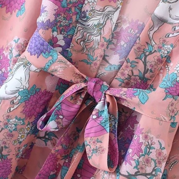 Wild Horses KIMONO  Coverup Robe Blush Pink NEW - Picture 4 of 5