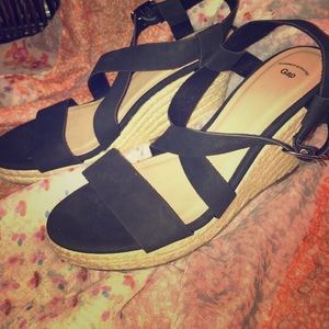 GAP Black, Strappy Wedges *BRAND NEW