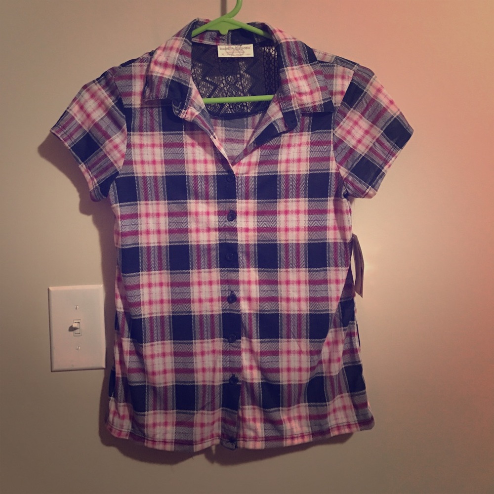 Girls plaid button-down shirt NWT