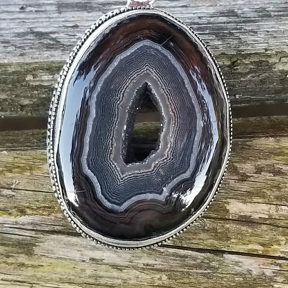 SOLD ! Sliced Botswana agate pendant - Picture 4 of 8