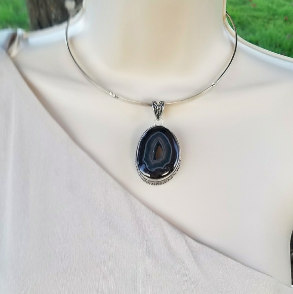 SOLD ! Sliced Botswana agate pendant - Picture 3 of 8