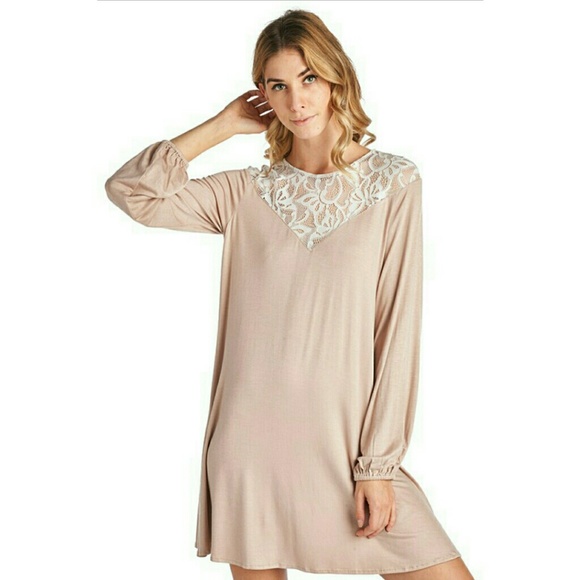 Cream tunic dress lace long sleeves available in Small and Medium - Picture 3 of 12
