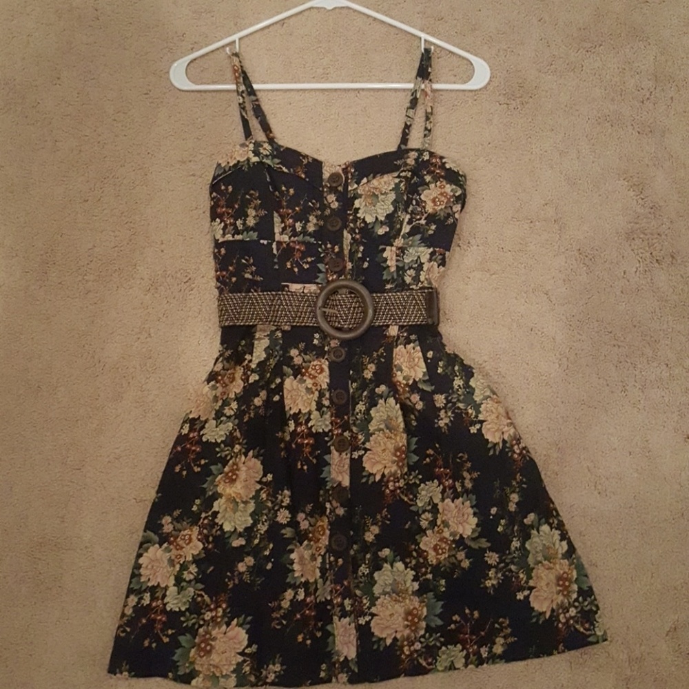 Floral navy blue dress