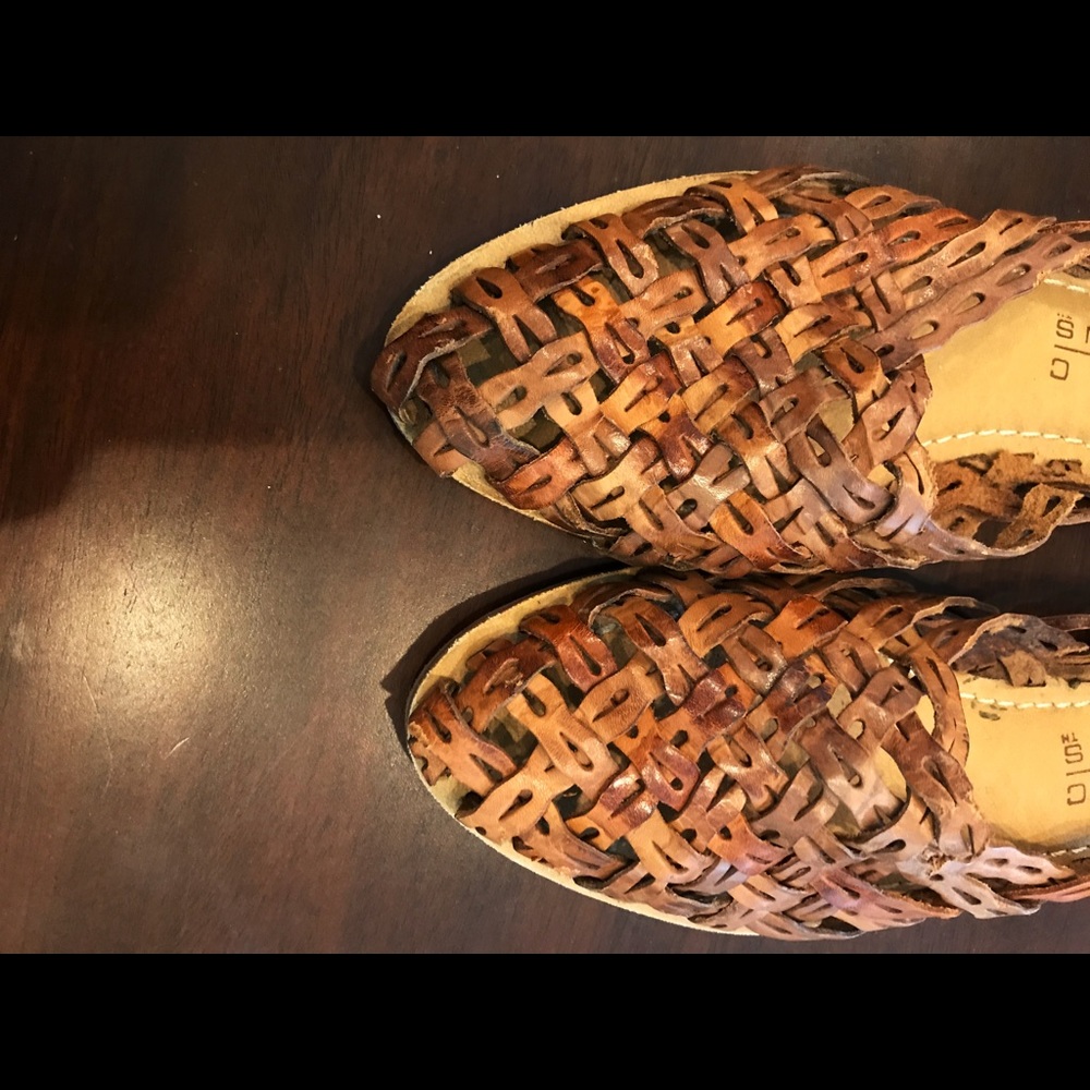 brown leather flats