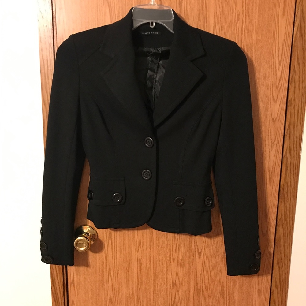 Tempo Paris Black Blazer Size 2