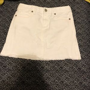 White cut off mini skirt