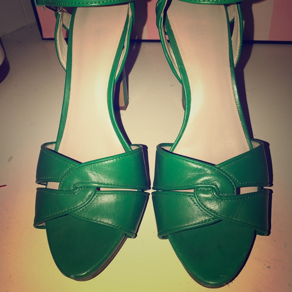Nine West - green 5 inch two-part heeled sandal