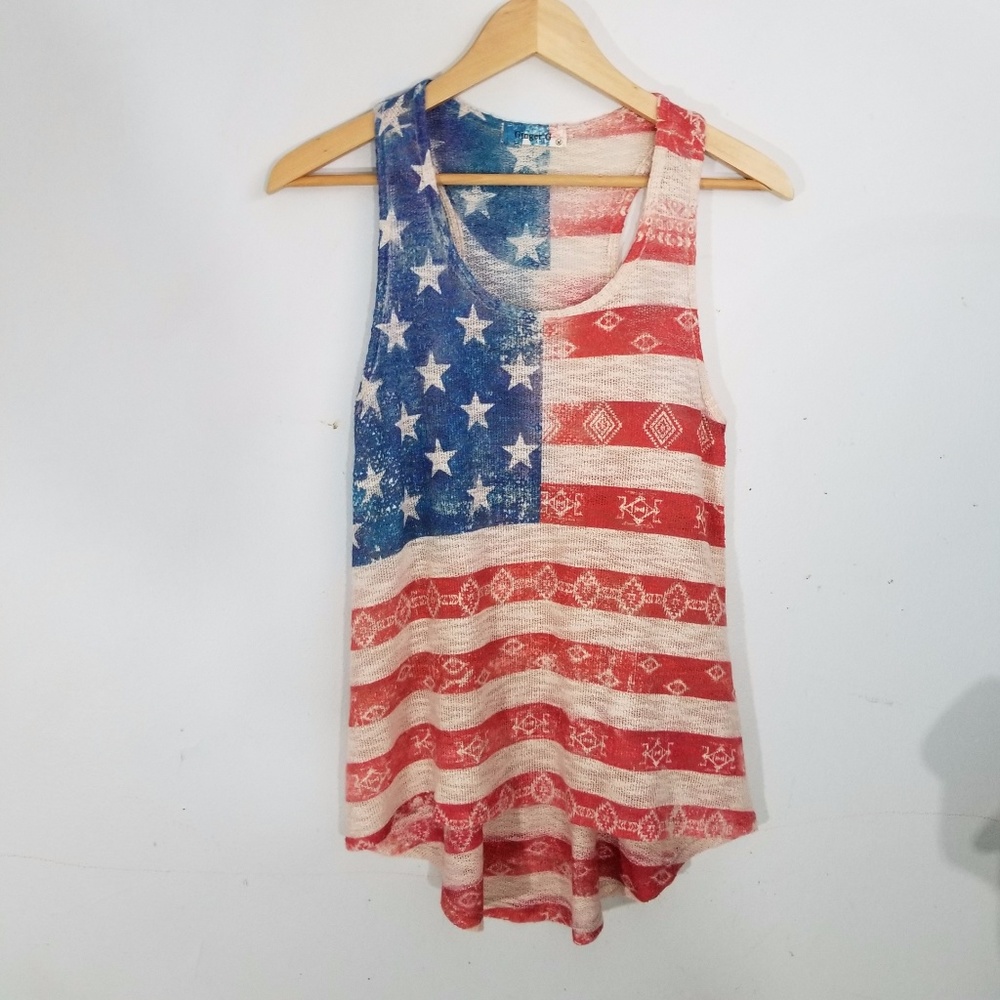 Junior's Ginger G american flag tank top Medium
