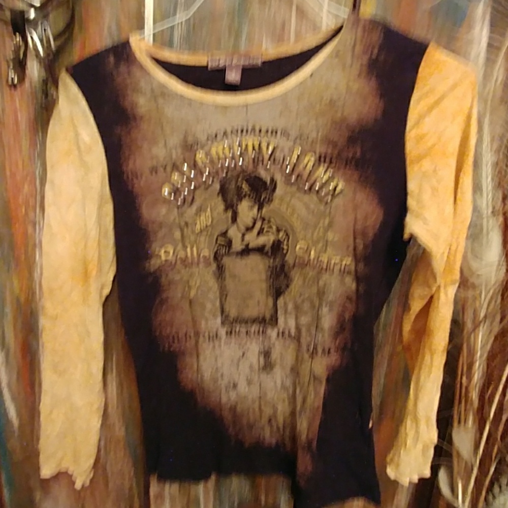 Western look 3/4 sleeve pullover tee