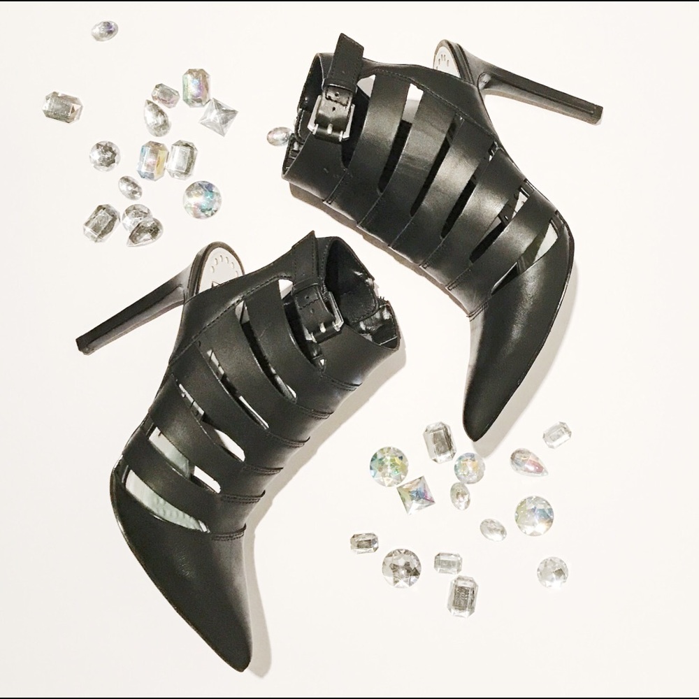 Dolce Vita Black Leather Cage Heels Size 7.5