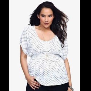 Torrid Blue Polka Dot Cinch-Waist Top