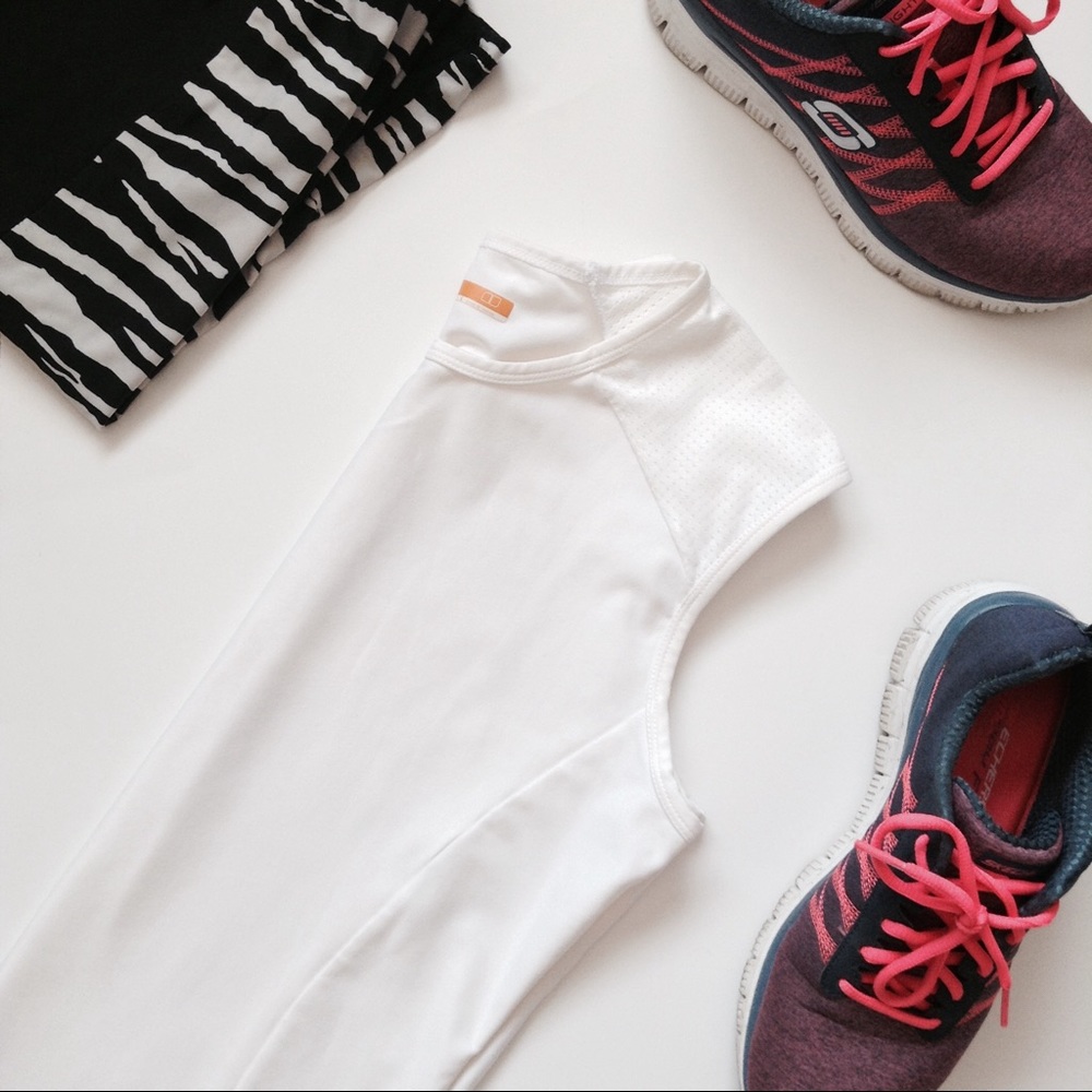 Lucy White Perforated Shoulder Muscle Tank