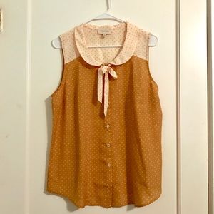 NWOT mustard yellow and cream blouse