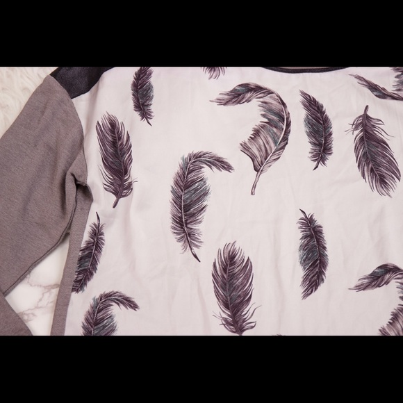 Zara feather print long sleeve shirt top - Picture 3 of 5