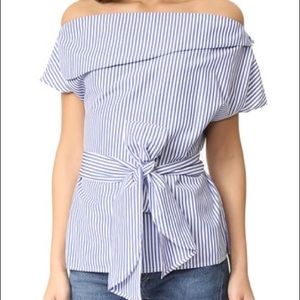 NWT J.O.A. off the shoulder stripes tunic