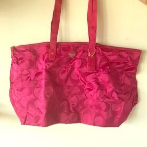 COACH Fuchsia Nylon Weekender Tote