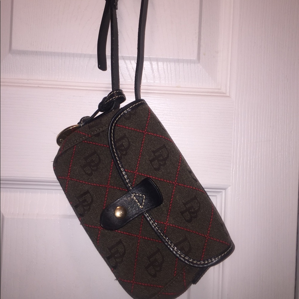Dooney and Burke monogram canvas purse w  leather