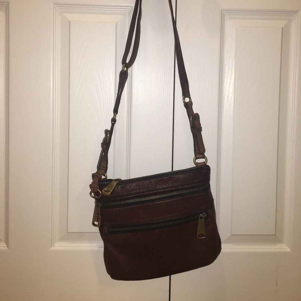 Fossil Brown Leather Explorer Crossbody
