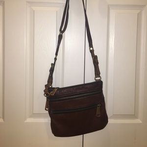 Fossil Brown Leather Explorer Crossbody
