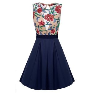 NWT•Women Floral Mini Skater Cocktail Dress