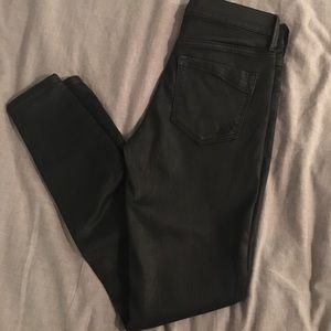 Express Ankle Mid Rise Faux Leather Jeans
