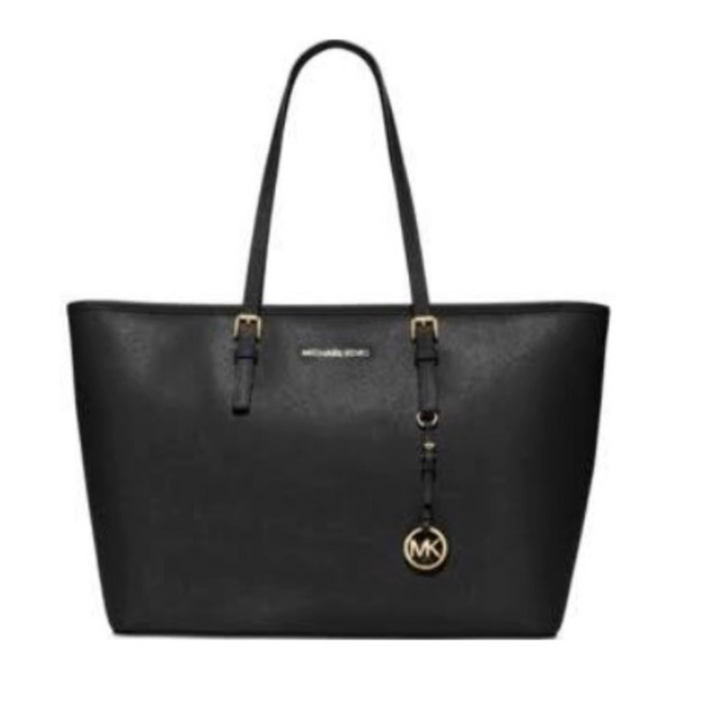BNWT Black Leather MK Jet Set Large Carryall Tote