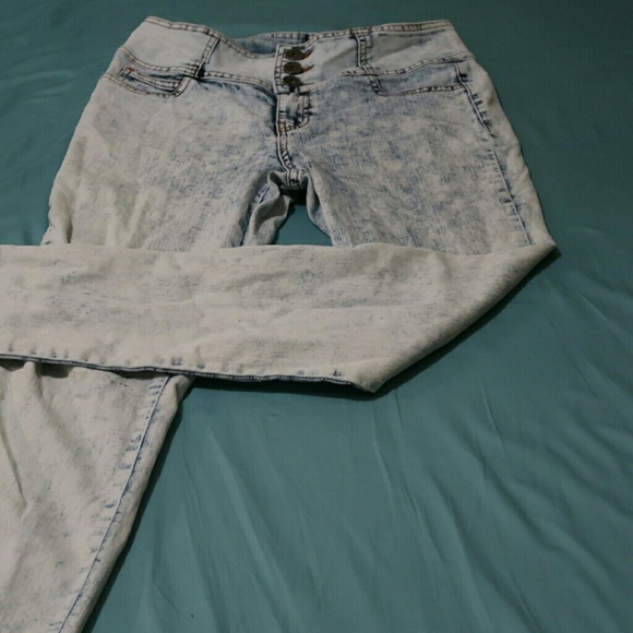 Acid washed high-waisted skinny jeans - Picture 3 of 4