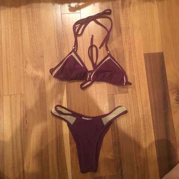 Kai Lani Swimwear Mesh Bikini in Merlot - Picture 2 of 4