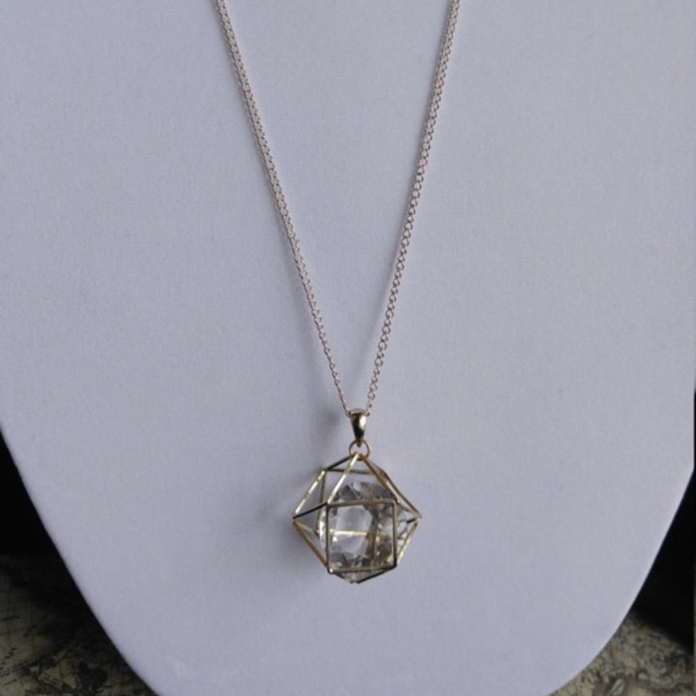 Trapped Diamond necklace (gold and dainty)