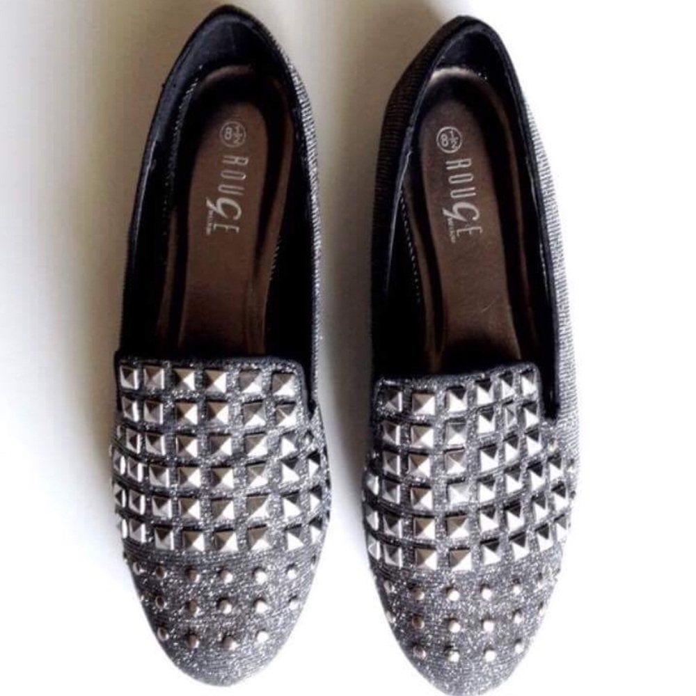 Rouge Gray Studded Loafers