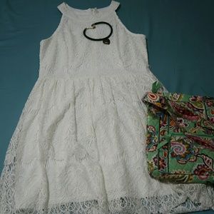 White lace Halter neck dress