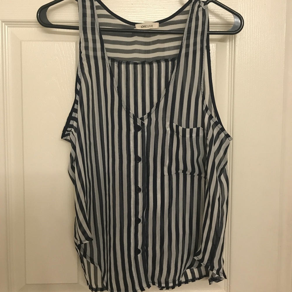 Striped  Blouse with Open Back