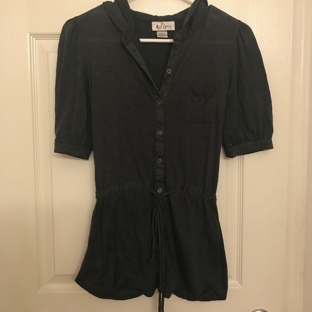 Button Up Blouse with Tie