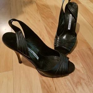 Manolo black sling back