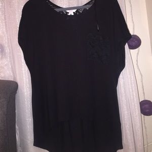 Lace inlay black top