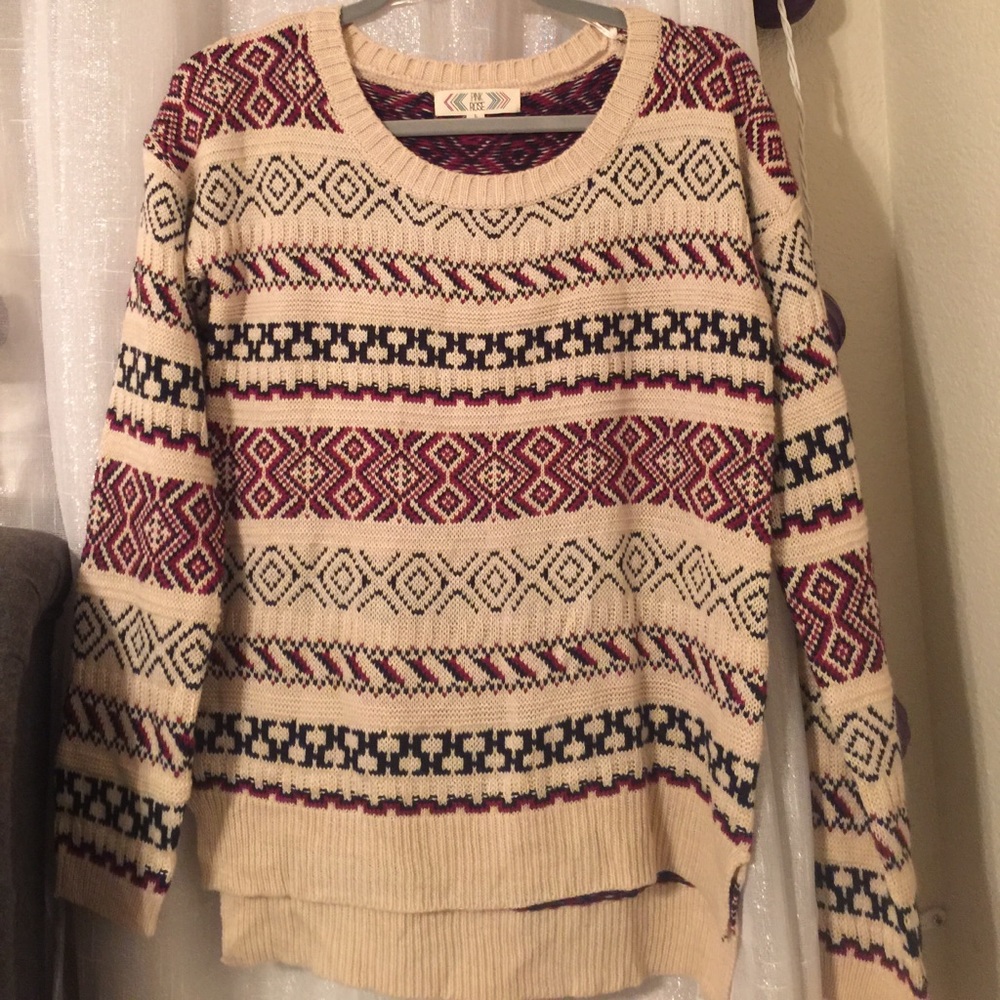 Adorable pink, navy and tan sweater