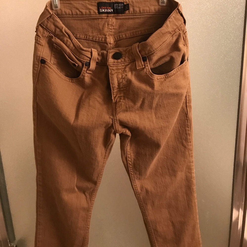 Straight leg tan jeans