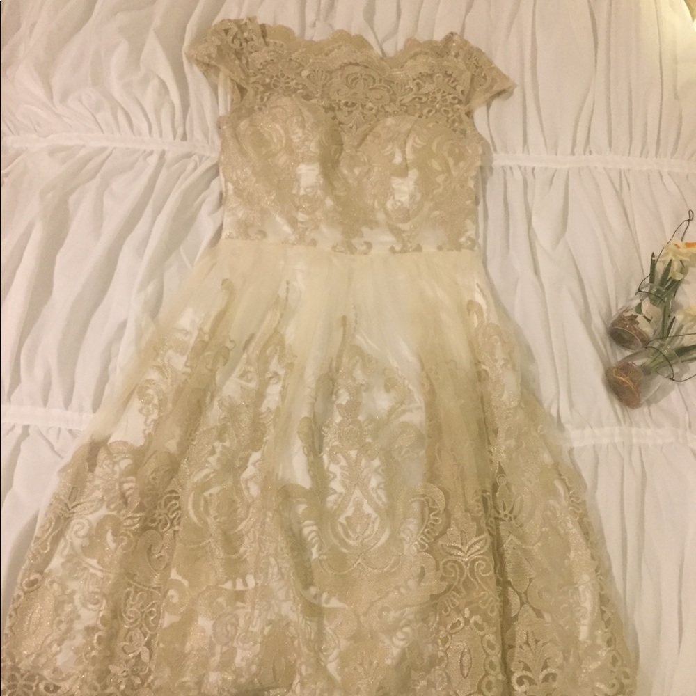 White Lace Embroidered ASOS Formal Dress