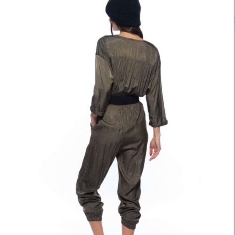 OLIVE GREEN WIDE BELT JUMPSUIT - Picture 5 of 6