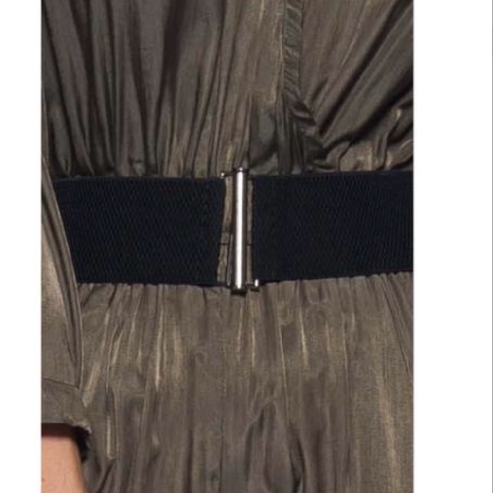 OLIVE GREEN WIDE BELT JUMPSUIT - Picture 6 of 6