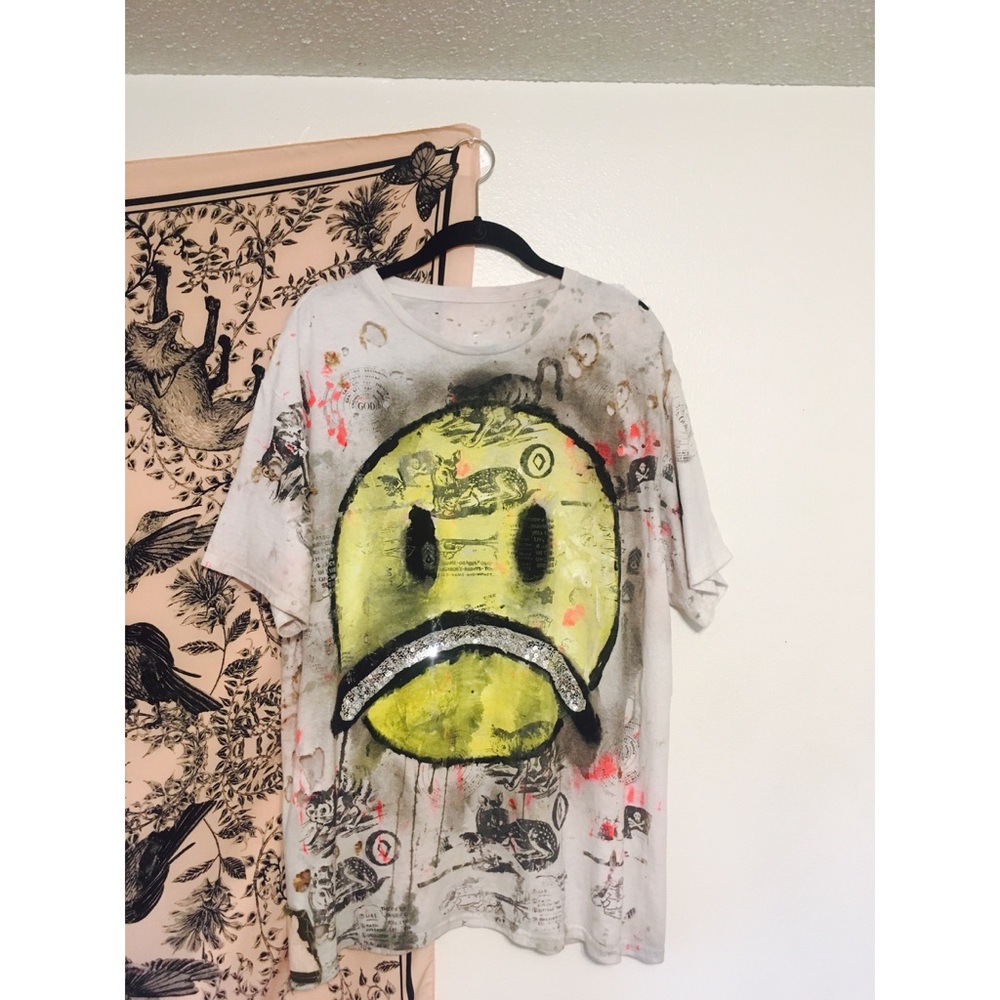 Grungy sad face custom shirt